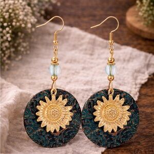 Dangle Boho‎ Sunflower Earrings